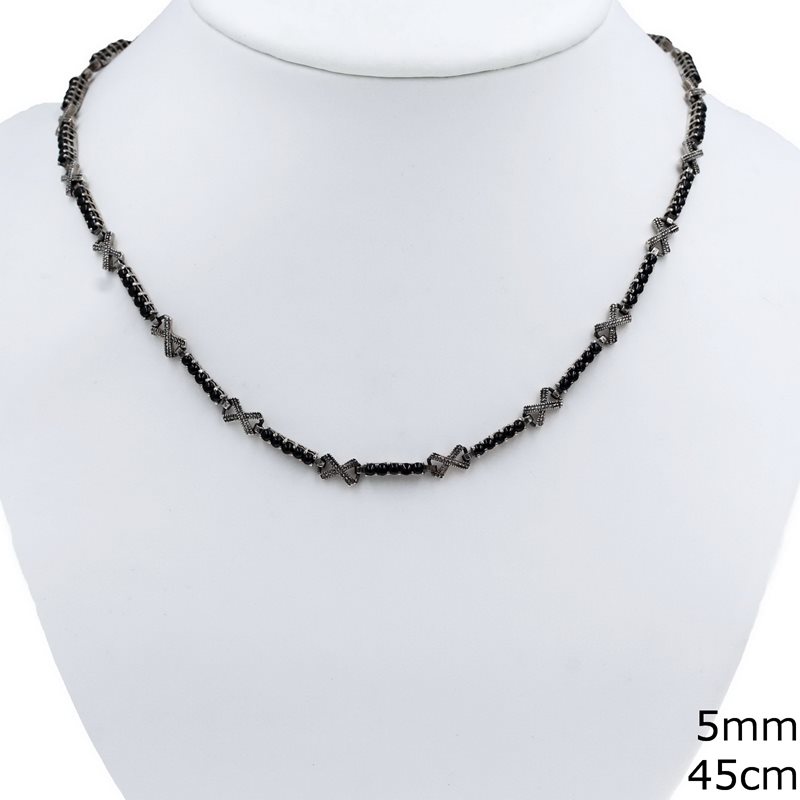 Silver 925 Necklace Meander 5mm with Stones, 45cm