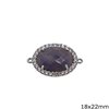 Silver 925 Oval Spacer with Semi Precious Stones and Zircon 18x22mm