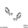 Stainless Steel Hoop Earrings 13mm with Zircon 10mm