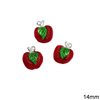 Casting Pendant Apple with Enamel Two-Sided Hollow 14mm
