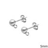 Silver Round Stud Earring with Ball and Hoop 5mm