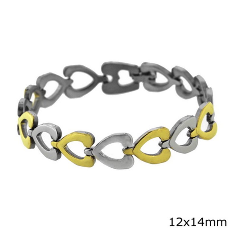 Stainless Steel Bracelet Outline Style Heart 12x14mm