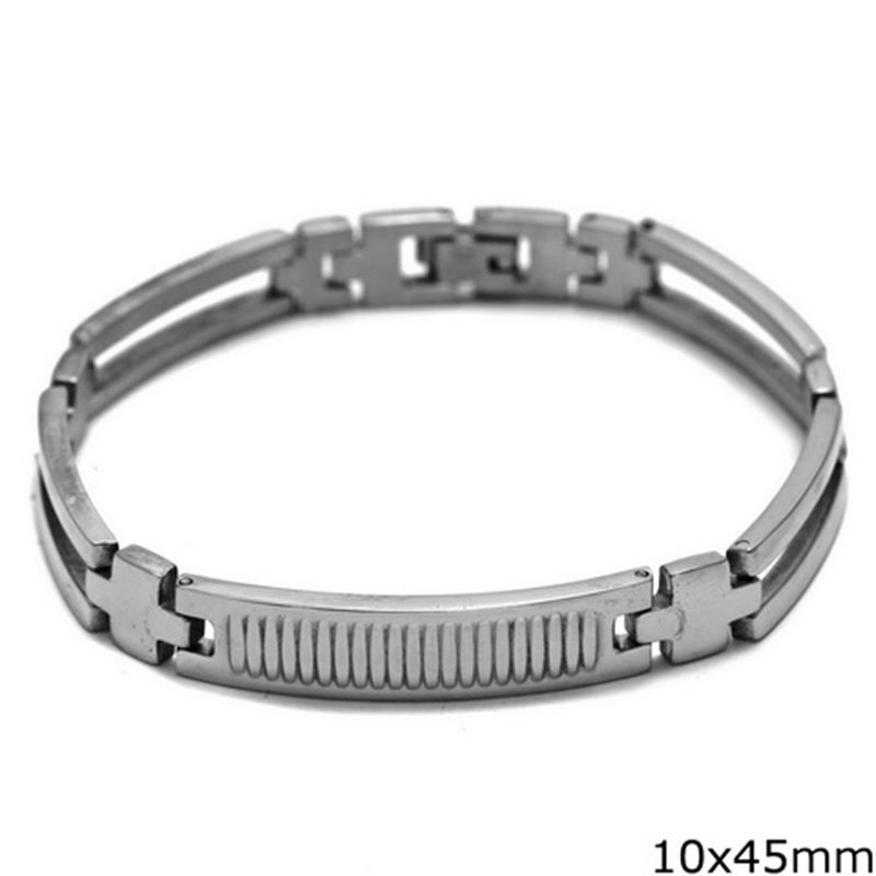 Stainless Steel Bracelet Tag with Cross 10x45mm
