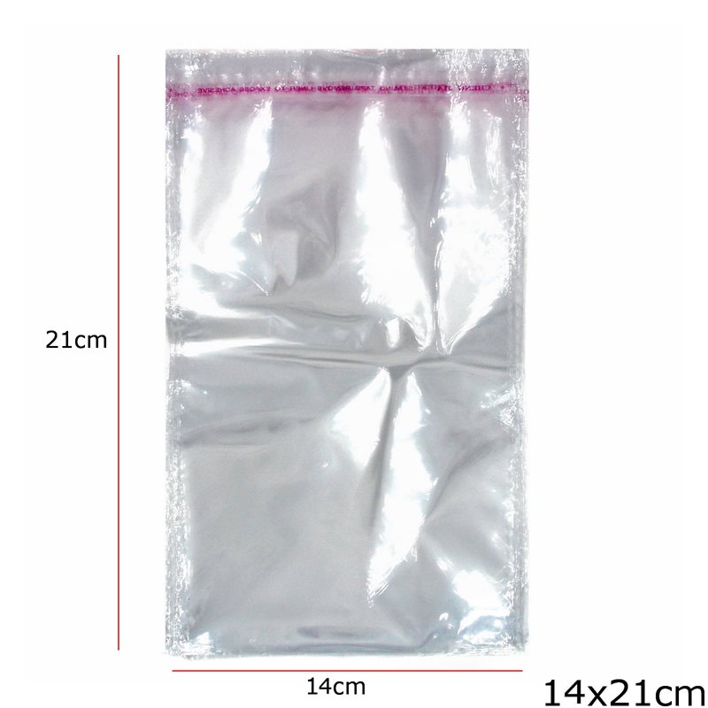 Plastic Transparent  Packing Bag with Sticker 14x21cm  66 pieces/100gr