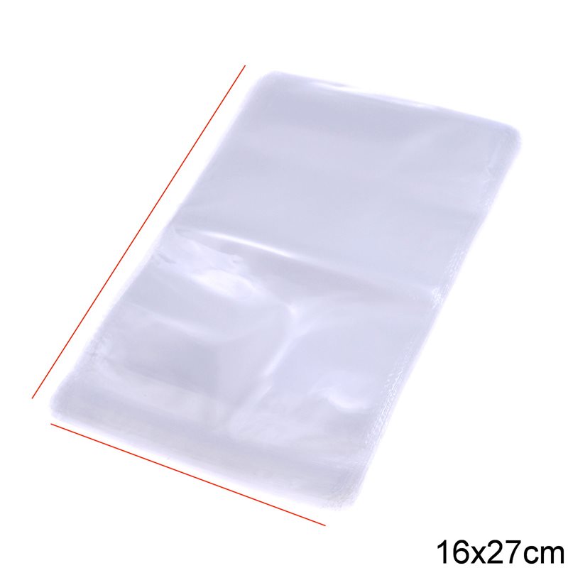 Plastic Transparent Packing Bag with Sticker 16x27cm 44pieces/100gr
