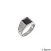 Stainless Steel Male Ring with Square Onyx Stone 10mm 