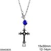 Stainless Steel Car Amulet Cross Two Tone 15x30mm with Evil Eye,12-14cm