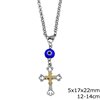 Stainless Steel Car Amulet Cross with Satin Finished Cross 5x17x22mm with Evil Eye, 12-14cm