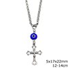 Stainless Steel Car Amulet Cross with Satin Finished Cross 5x17x22mm with Evil Eye, 12-14cm