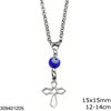 Stainless Steel Car Amulet Cross Outline 15x15mm with Evil Eye,12-14cm
