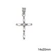 Silver 925 Pendant Cross with Zircon 14x20mm