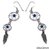 Silver 925 Earrings Dreamcatcher with Feather 10x12mm