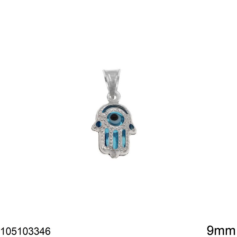 Silver 925 Pendant Hand with Murano Evil Eye 9mm