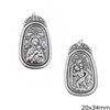 Silver 925 Double Sided Oval Pendant Holy Mary 20x34mm