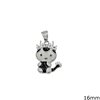 Silver 925 Pendant Cat with Enamel 16mm