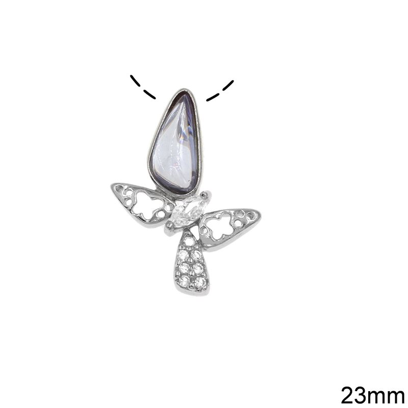 Silver 925 Pendant Butterfly with Zircon 23mm
