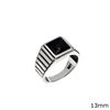 Silver 925 Male Ring with Onyx Stone 13mm