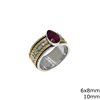 Δαχτυλίδι Ασημένιο 925 Βέρα 10mm με Ημιπολύτιμη Πέτρα Δάκρυ 6x4mm