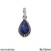 Silver 925 Pendant with Pearshape Semi Precious Stone 8x12mm