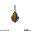 Silver 925 Pendant with Pearshape Semi Precious Stone 8x12mm