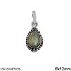 Silver 925 Pendant with Pearshape Semi Precious Stone 8x12mm