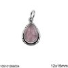 Silver 925 Pearshape Pendant 10-12mm with Semi Precious Stone 7x12mm