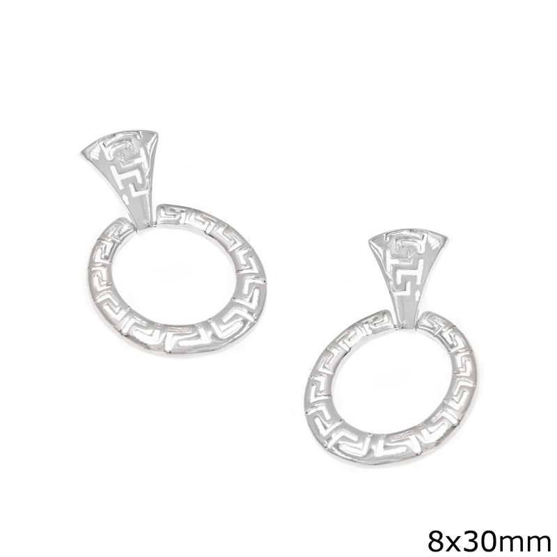 Silver 925 Earrings Meander 8x30mm