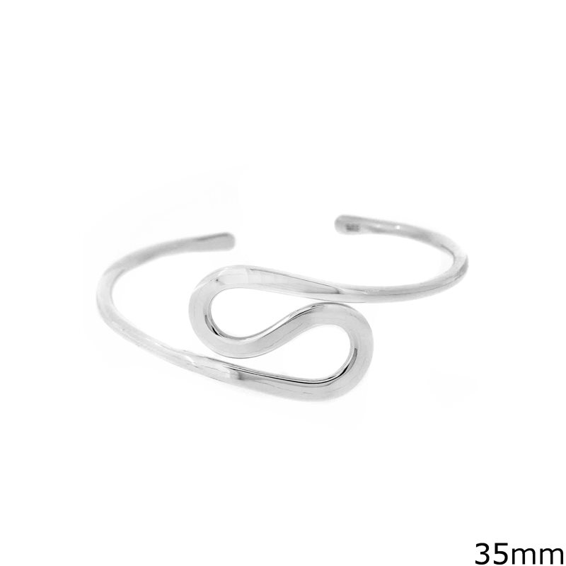 Silver 925 Cuff Bracelet "S" 35mm