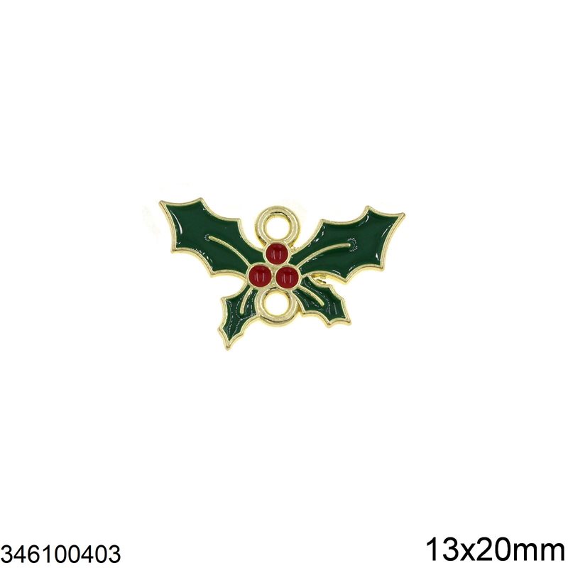 Casting Spacer Mistletoe with Enamel 13x20mm, Gold plated NF