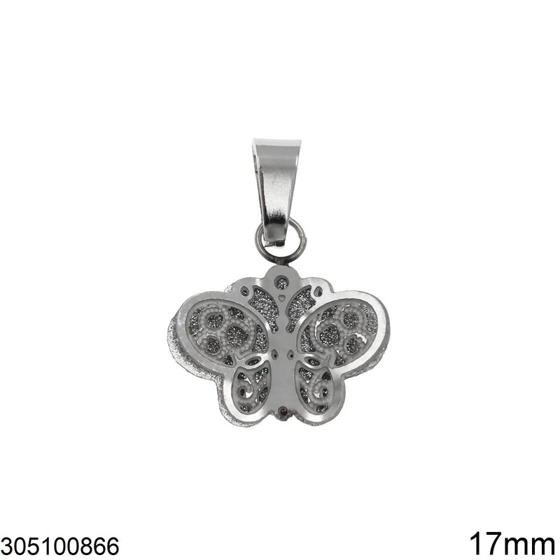 Stainless Steel Pendant Double Buttefly 17mm