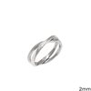 Silver 925 Double Ring Rhodium Plated 2mm