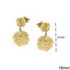 Stainless Steel Earring Stud with Hanging Leaf 16mm , Gold